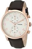 Fossil Men's FS4987 Townsman Chronograph Leather Watch - Brown with Rose-Gold Accents