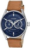 Citizen Men's Drive Stainless Steel Quartz Leather Calfskin Strap, Brown, 22 Casual Watch (Model: BU4020-01L)