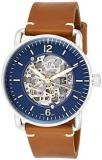 Fossil Men's The Commuter Auto Stainless Steel Mechanical-Hand-Wind Leather Strap, Brown, 22 Casual Watch (Model: ME3159)