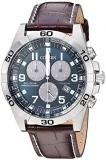 Citizen Men's Eco-Drive Titanium Quartz Brown Leather Calfskin Strap Casual Watch (Model: BL5551-06L)