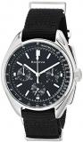 Bulova Men's Stainless Steel Quartz Sport Watch with Nylon Strap, Black, 20 (Model: 96A225)
