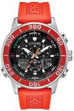 Citizen Men's Top of Water Stainless Steel Quartz Diving Watch with Rubber Strap, Orange, 22 (Model: JR4061-00F)
