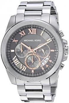 Michael Kors Men's Brecken Analog-Quartz Watch with Stainless-Steel Strap, Silver, 23.5 (Model: MK8609)