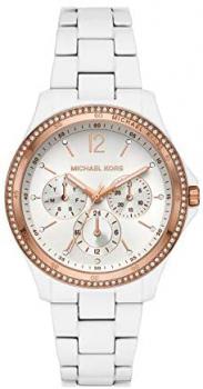 Michael Kors Women's Riley Multifunction White-Tone Stainless Steel Watch MK6691