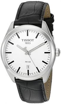 Tissot Men's 'Pr 100' Swiss Quartz Stainless Steel and Leather Dress Watch, Color:Black (Model: T1014101603100)
