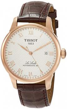 Tissot Powermatic Mens Rose Tone Brown Leather Watch T0064073603300