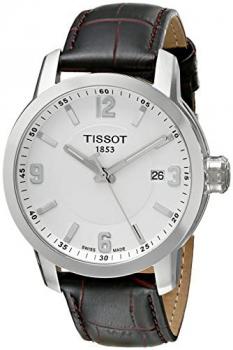 Tissot Men's T055.410.16.017.01 'Prc 200' White Dial Brown Leather Strap Swiss Quartz Watch