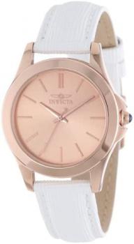 Invicta Women's 15151 "Angel" 18k Rose Gold Ion-Plated Stainless Steel and White Leather Watch
