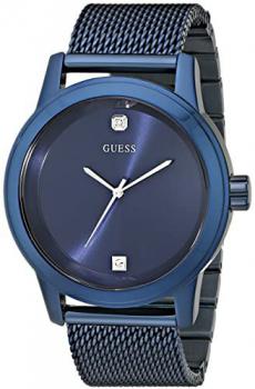 GUESS Men's Stainless Steel Diamond Dial Mesh Bracelet Watch