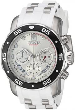 Invicta Men's Pro Diver Stainless Steel Quartz Watch with Polyurethane Strap, White, 25 (Model: 20290)