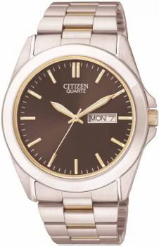 Citizen Men's Quartz Black Dial Two Tone Steel Bracelet Watch