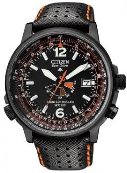 Citizen Quartz Watch. Black Leather Bracelet, Black Face