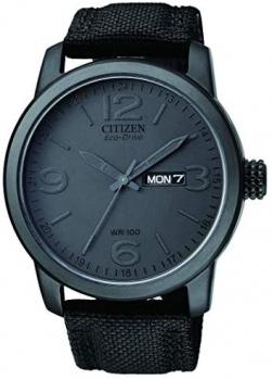 Citizen Rugged Design Stainless Steel Black Ion-Plated Watch, Eco-Drive Tech.(Solar Powered) and Water Depth Resistant(100m), For Men