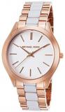 Michael Kors Women's Slim Runway 42mm Two Tone Steel Bracelet & Case Quartz White Dial Analog Watch MK4311