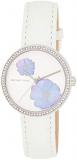 Michael Kors Women's Courtney Stainless Steel Analog-Quartz Watch with Leather Calfskin Strap, White, 18 (Model: MK2716)