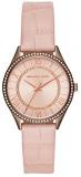 Michael Kors Women's Lauryn Stainless Steel Analog-Quartz Watch with Leather Calfskin Strap, Pink, 16 (Model: MK2722)