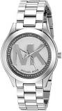 Michael Kors Women's Mini Slim Runway Logo Silver-Tone Watch MK3548