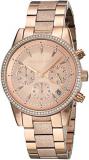 Michael Kors Women's Ritz Analog-Quartz Watch with Stainless-Steel-Plated Strap, Rose Gold, 18 (Model: MK6598)