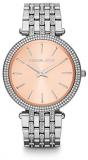 Michael Kors Silver-Tone Glitz Rose Dial Darci Watch