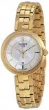 Tissot Flamingo Quartz White Mother of Pearl Dial Yellow Gold Plated Ladies Watch T0942103311100