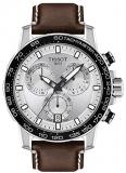 Tissot Men's Stainless Steel Swiss Quartz Watch with Leather Strap, Brown (Model: T1256171603100)