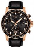 Tissot Men's Stainless Steel Swiss Quartz Watch with Leather Strap, Black (Model: T1256173605100)