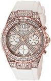 GUESS Women's Stainless Steel Analog Watch with Silicone Strap, White, 20 (Model: GW0038L2)