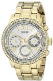 GUESS Women's U0559L2 Sporty Gold-Tone Stainless Steel Watch with Multi-function Dial and Pilot Buckle