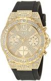 GUESS Women's Stainless Steel Analog Watch with Silicone Strap, Black, 19.7 (Model: GW0038L1)