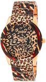 GUESS Women's U0425L3 Brown Patent Watch with Rose Gold-Tone Animal Print