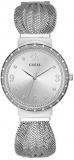 Guess Womens Analogue Watch Chiffon with Stainless Steel Strap