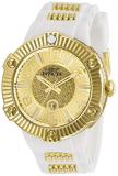 Invicta Women's Angel Stainless Steel Quartz Watch with Silicone Strap, Gold, White, 32 (Model: 29520)