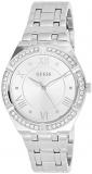 GUESS Women's Analog Quartz Watch with Stainless Steel Strap, Silver, 17 (Model: GW0033L1)