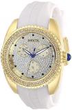 Invicta Women's Angel Stainless Steel Quartz Watch with Silicone Strap, White, 2...