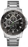 Guess Men's Stainless Steel Date Steel Bracelet Mineral Glass Watch W11617G1