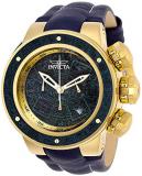 INVICTA Subaqua Men Quartz 52mm Leather Band, Blue Wood dial Watch