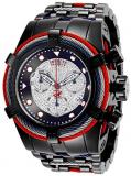 Invicta Reserve Bolt Zeus Mens Quartz 53 mm Black, Blue, Stainless Steel, Red Case Silver, Black Dial (Model: 27714)