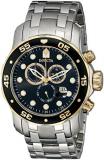 Invicta Mens Pro Diver Scuba Swiss Chronograph Black Dial Stainless Steel Bracelet Watch 80039