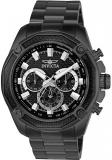 Invicta Men's Aviator Black Steel Bracelet &amp; Case Quartz Analog Watch 22807