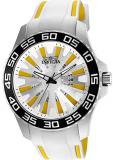 Invicta 25474 Men's Pro Diver Silver &amp; Yellow Dial White &amp; Yellow Polyurethane Strap Watch