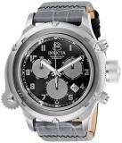 Invicta Men's Russian Diver Stainless Steel Quartz Watch with Leather Strap, Gra...