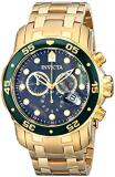 Invicta Mens Pro Diver Scuba Swiss Chronograph Black Dial 18k Gold Plated Watch 80074