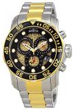 Invicta 19839 Mens Pro Diver Quartz 3 Hand Gold Dial Watch44; Black