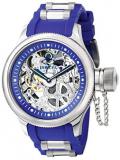 Invicta Men's 1089 Russian Diver Skeleton Watch With Blue Polyurethane Band