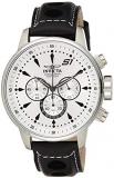 Invicta Men's S1 Rally Stainless Steel Quartz Watch with Leather-Calfskin Strap, Black, 22 (Model: 23599)