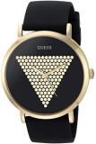 GUESS Iconic Studded Black and Gold-Tone Logo Silicone Watch. Color: Black (Model: U1161G2)