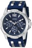GUESS Iconic Blue Stainless Steel Stain Resistant Silicone Watch with Day, Date ...