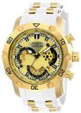 Invicta Men's Pro Diver Stainless Steel Quartz Watch with Silicone Strap, White,...