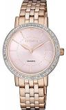 Citizen Stainless Steel Rose Golden, Elegance, Rose Gold Case with Embedded Crystals, Womens Watch - EL3043-81X