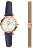 Fossil Women's Carlie Mini Stainless Steel and Leather Quartz Watch